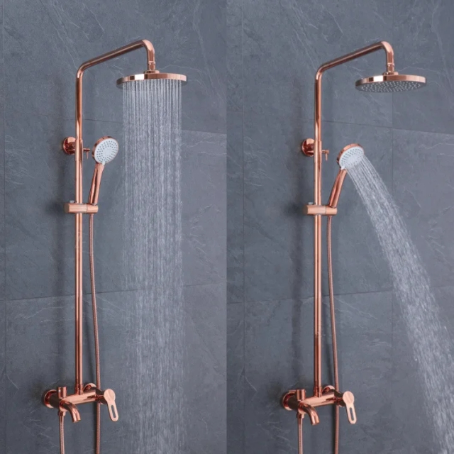 Elegant Rose Gold Wall-Mounted Shower Mixer Faucet Set